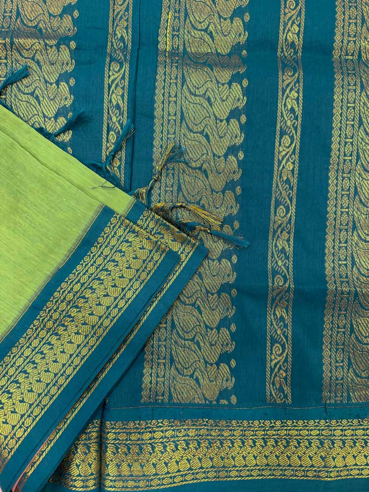 Green kalyani silk cotton saree