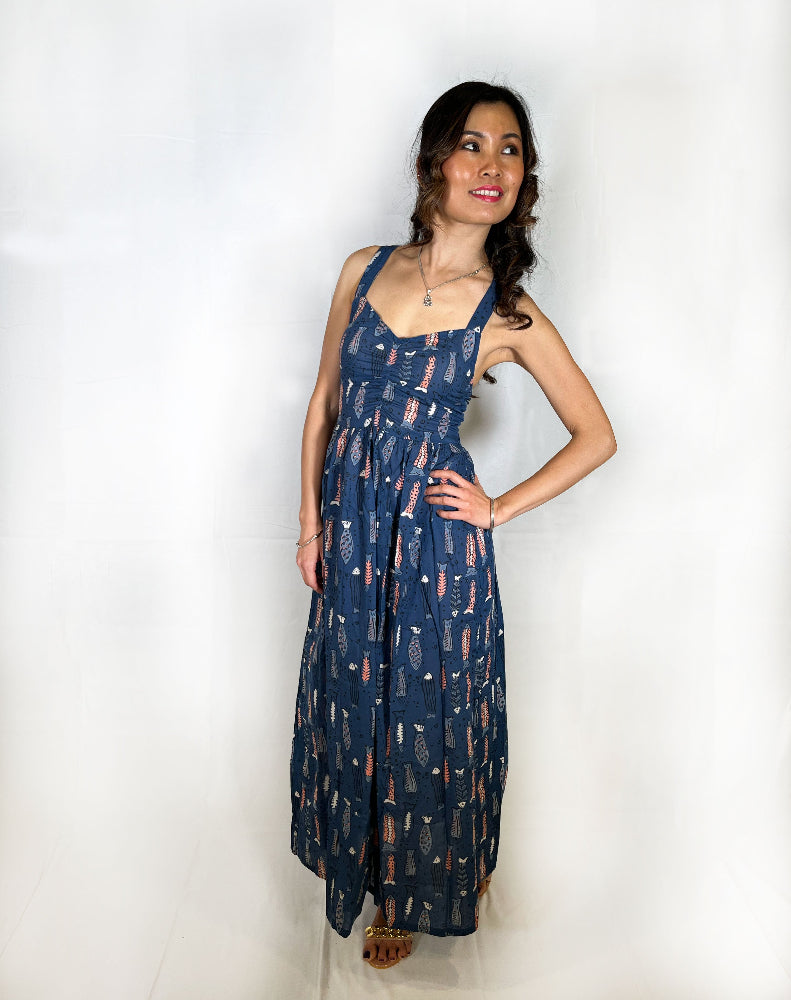 Animal print maxi cotton dress for women