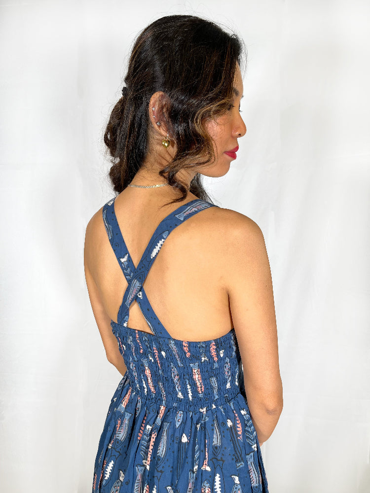 Animal print maxi cotton dress for women