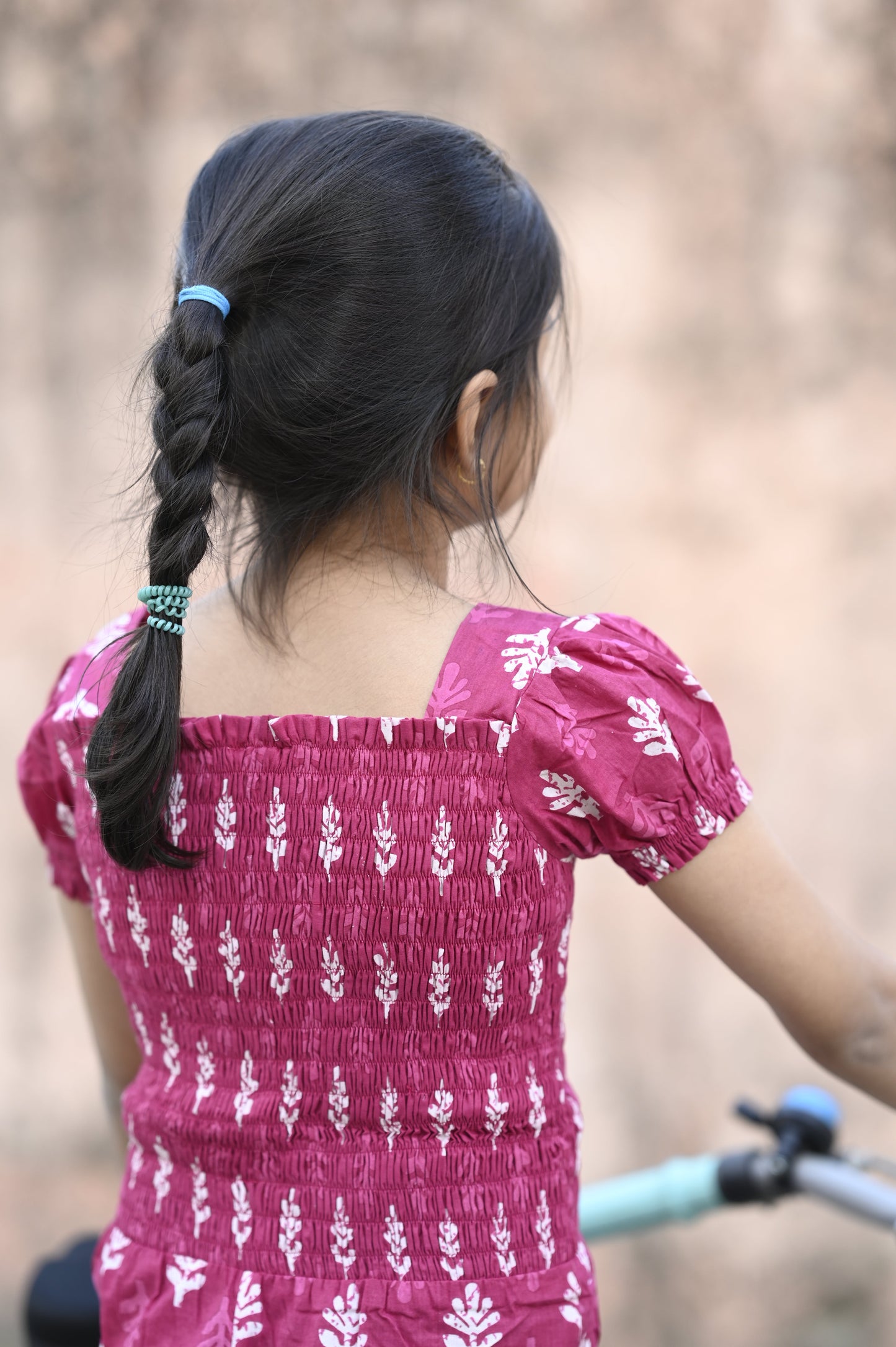 Roja Romper- Pink Floral Digitally Printed Smocked top Knee Length Romper for Girls - Natyamama