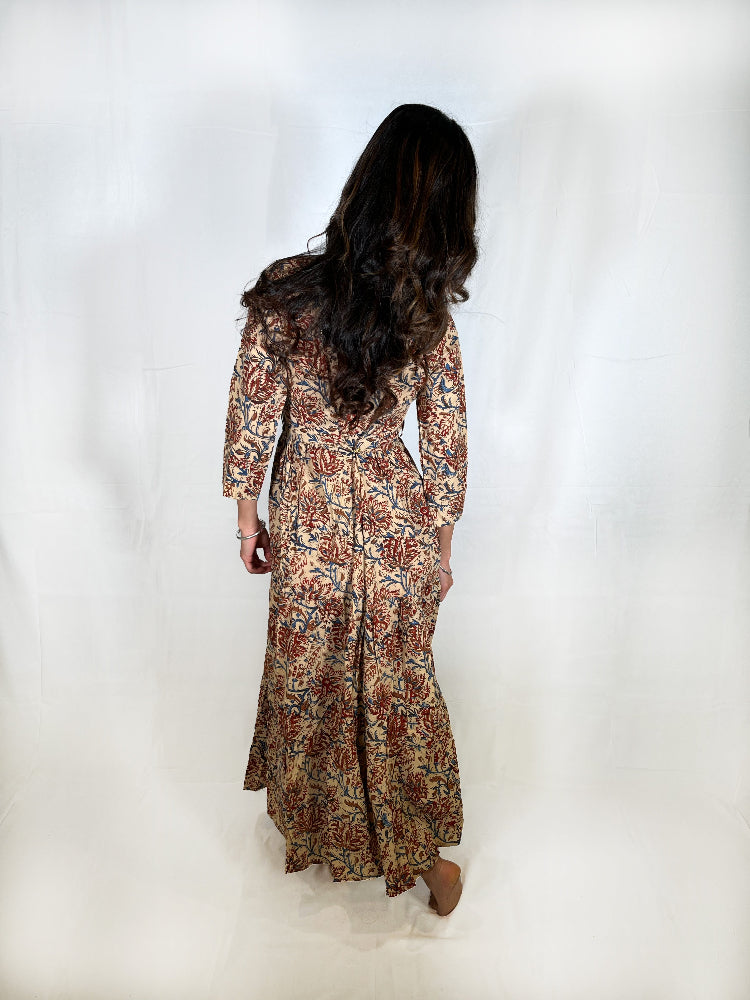 Subhadra - Kalamkari Printed Maxi dress for women - Natyamama
