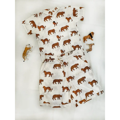 100 % Cotton Leopard Print Boys Co-Ord Set - Boys