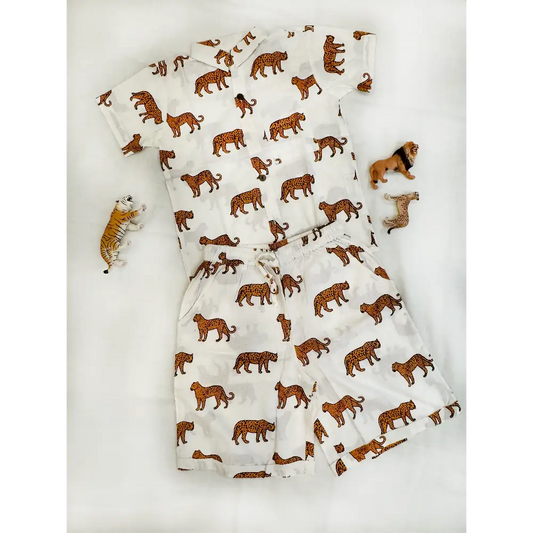 100 % Cotton Leopard Print Boys Co-Ord Set - Boys