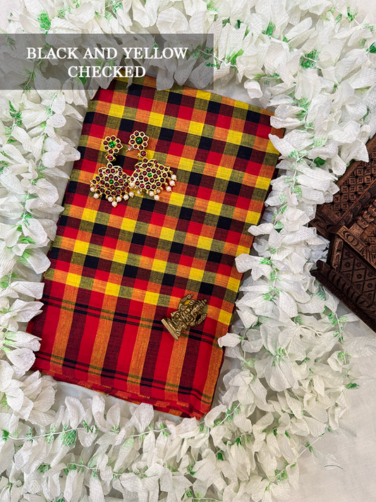 Black and yellow checkered dance practice saree 