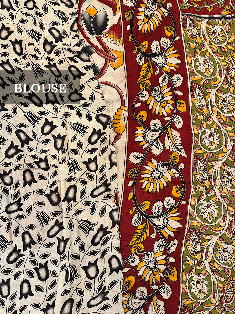 Kalamkari printed cotton saree