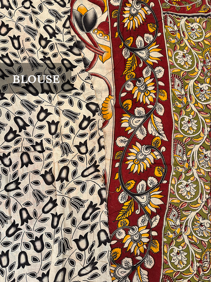 Kalamkari printed cotton saree