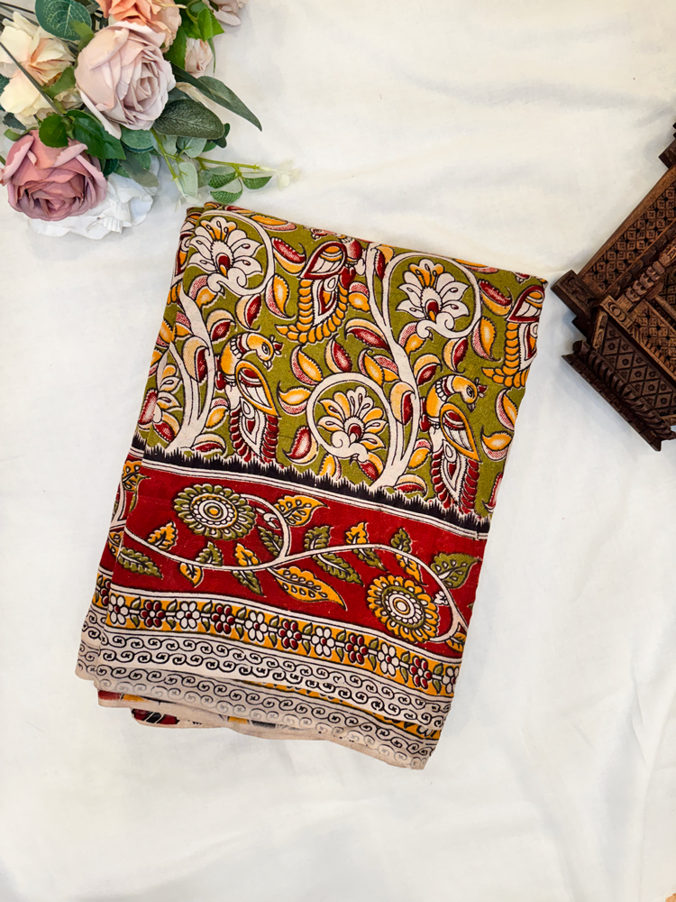 Kalamkari printed cotton saree