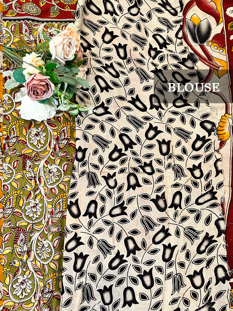 Kalamkari printed cotton saree