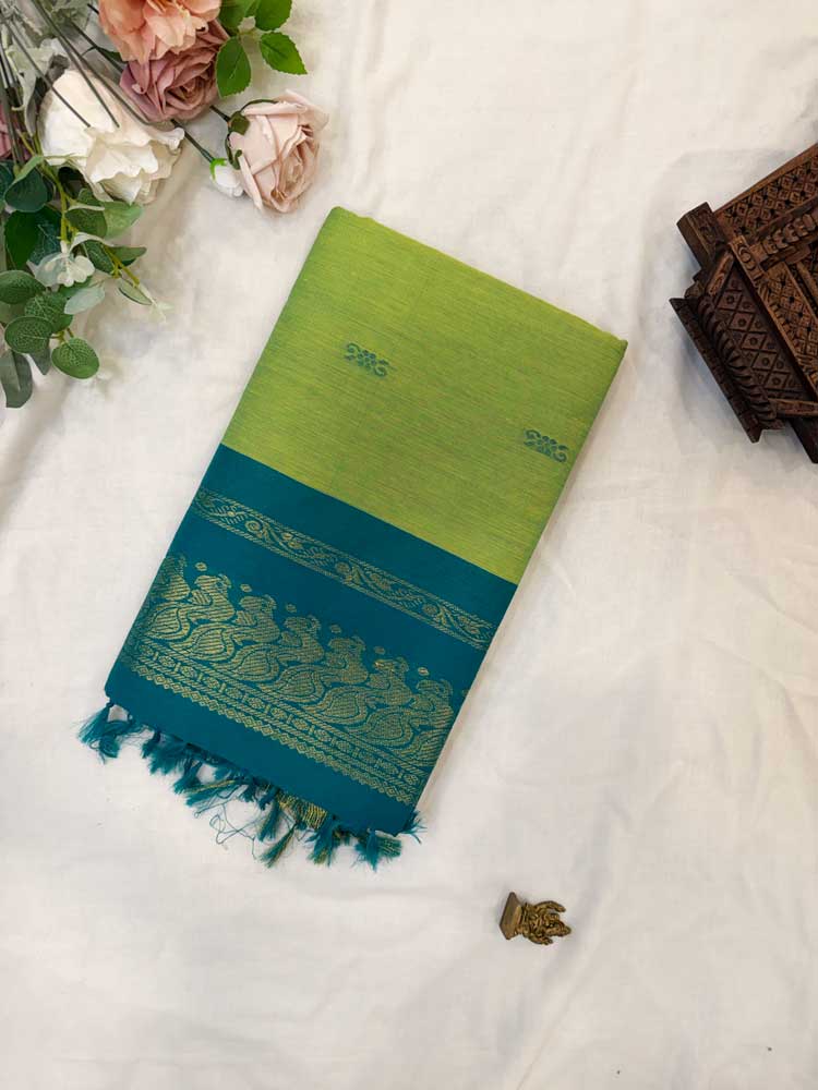 Green kalyani silk cotton saree
