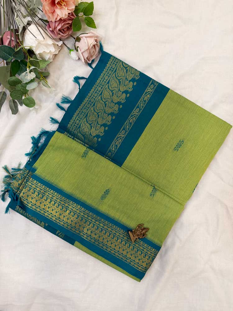 Green kalyani silk cotton saree
