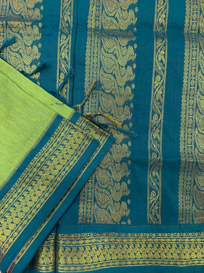 Green kalyani silk cotton saree
