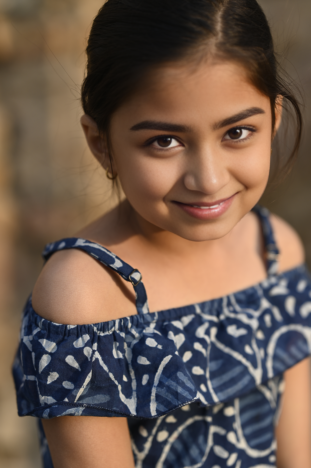 Indigo hand block printed girls romper