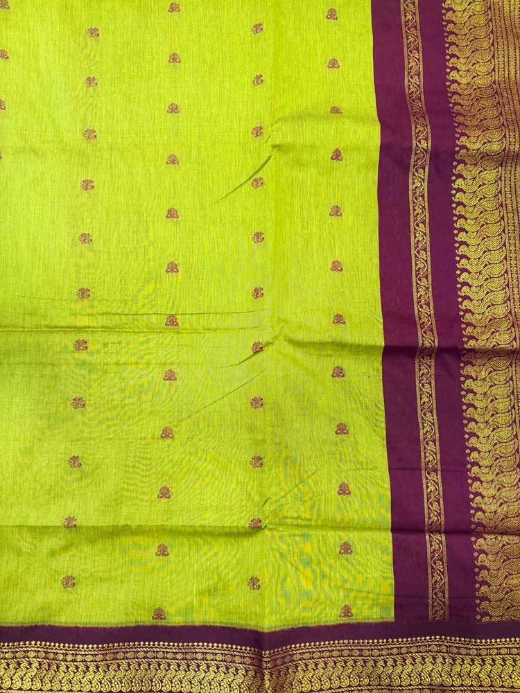 Parrot green kalyani silk cotton saree