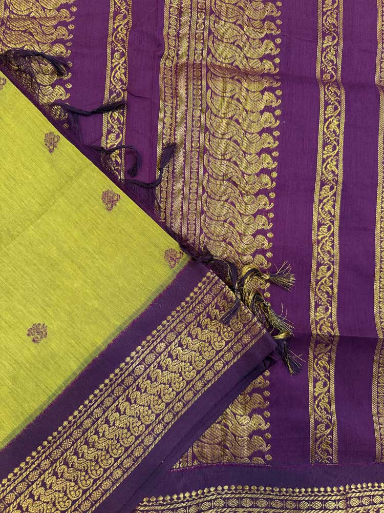 Parrot green kalyani silk cotton saree