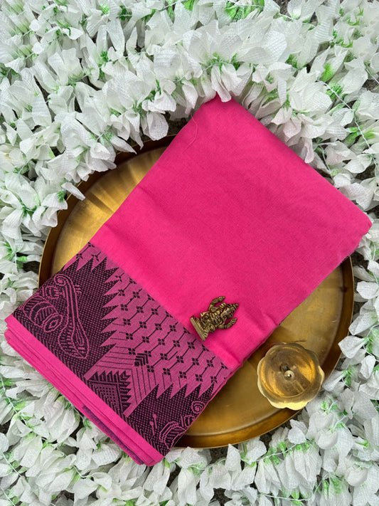 Pink Dance Practice Saree with Musical Instrument Border-Made specifically for Indian classical dancers (Copy)