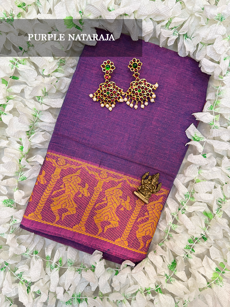 Purple cotton dance practice saree for Bharatanatyam, kuchipudi and odissi
