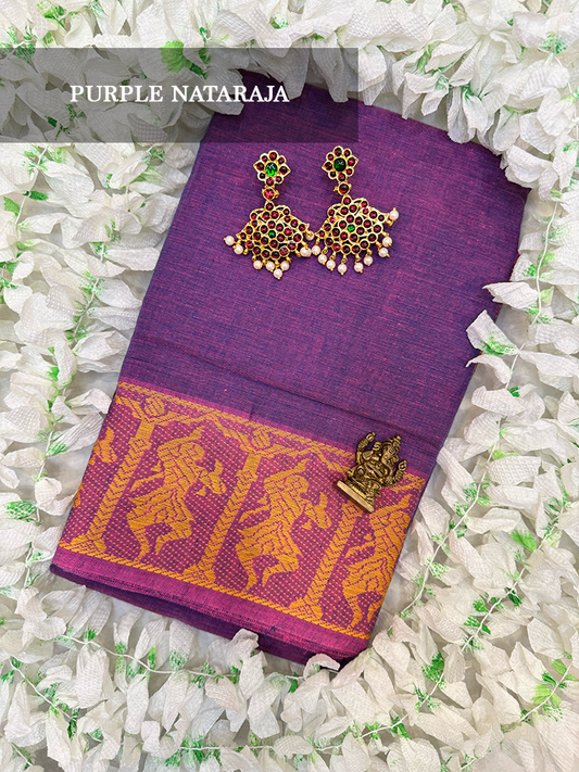 Purple cotton dance practice saree for Bharatanatyam, kuchipudi and odissi