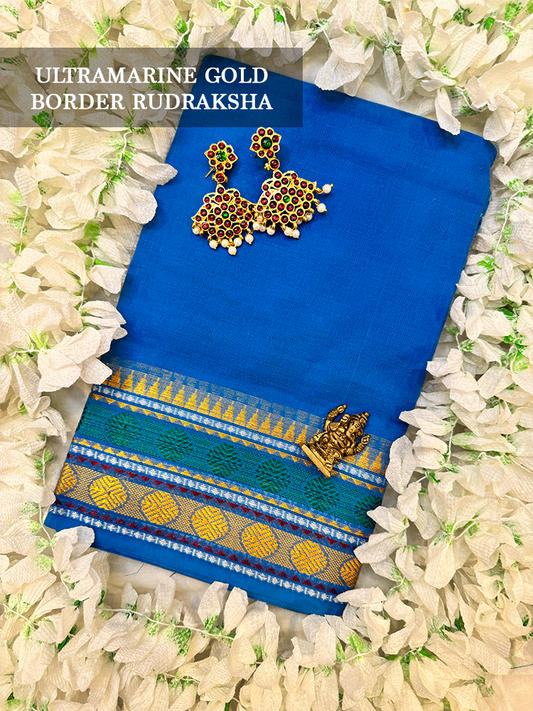 Blue cotton dance practice saree for Bharatanatyam, Kuchipudi and Odissi