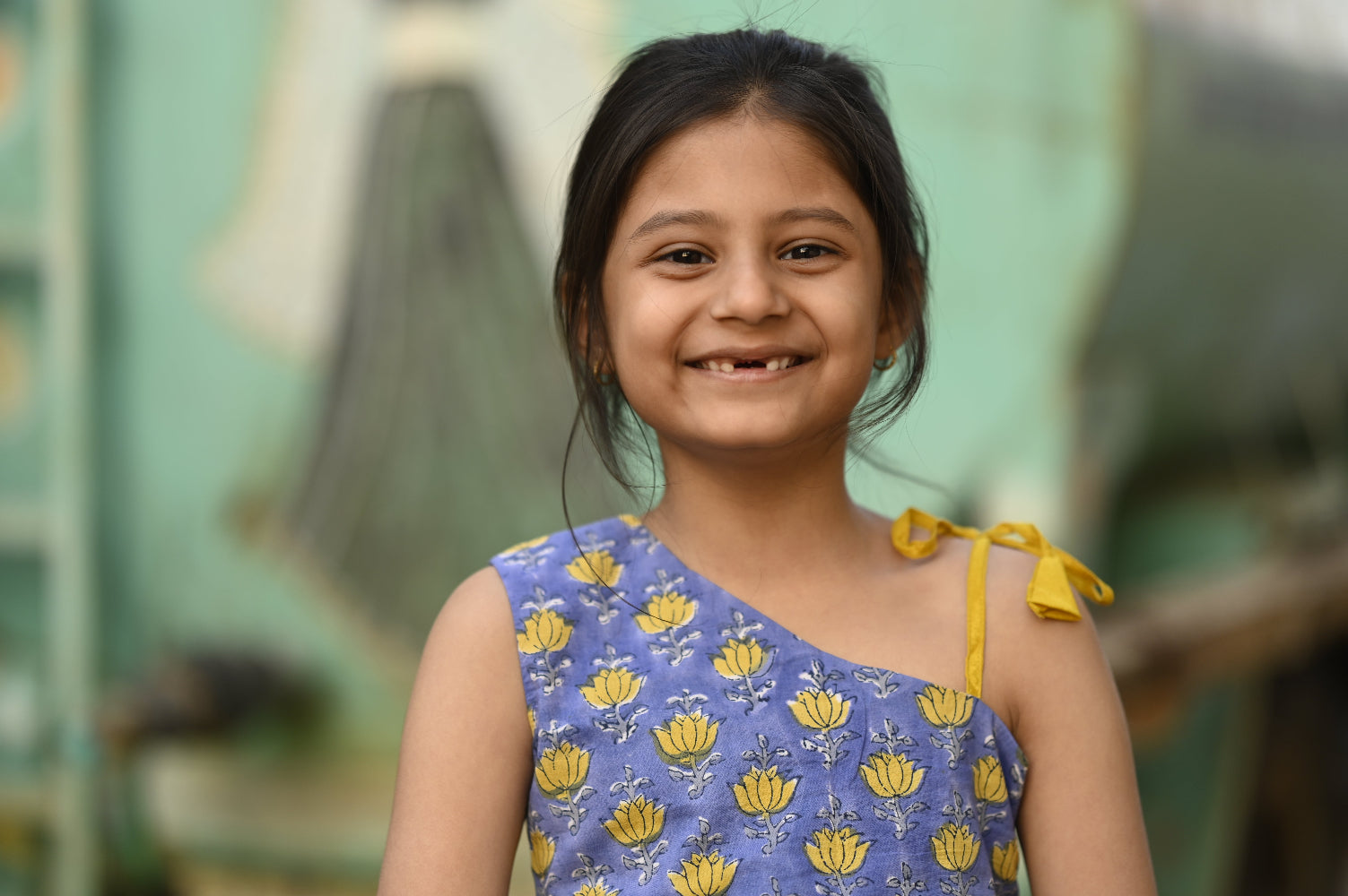 hand block printed floral dress set for girls 