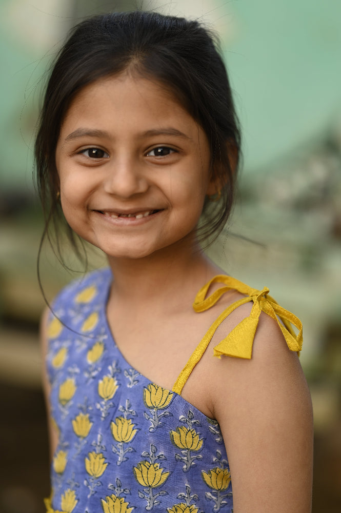 hand block printed floral dress set for girls 