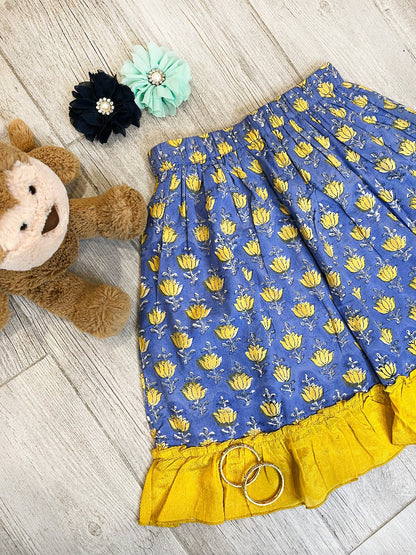 hand block printed floral dress set for girls 