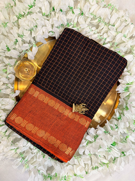 Indian Classical Dance Practice Saree | Soft Checkered Cotton Dance Saree, Bharatanatyam, Kuchipudi & Odissi Saree | Indian Classical Dance Wear (Copy)