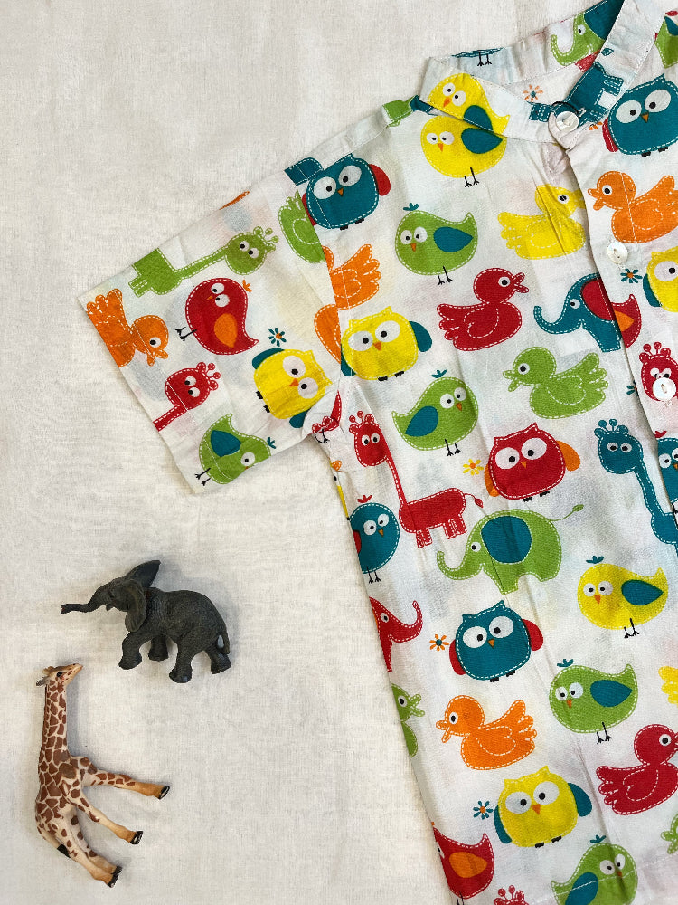 animal print cotton boys button down shirt