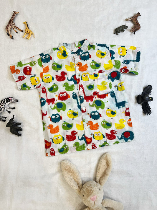 animal print cotton boys button down shirt