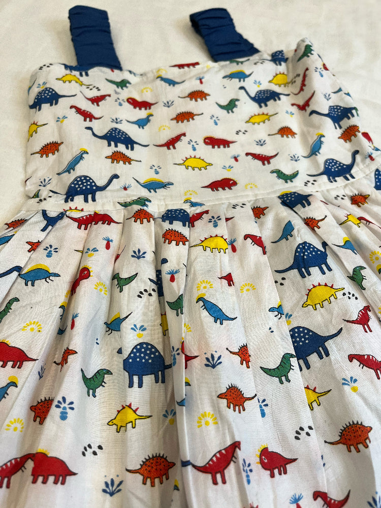 Cotton dinosaur print dress for girls