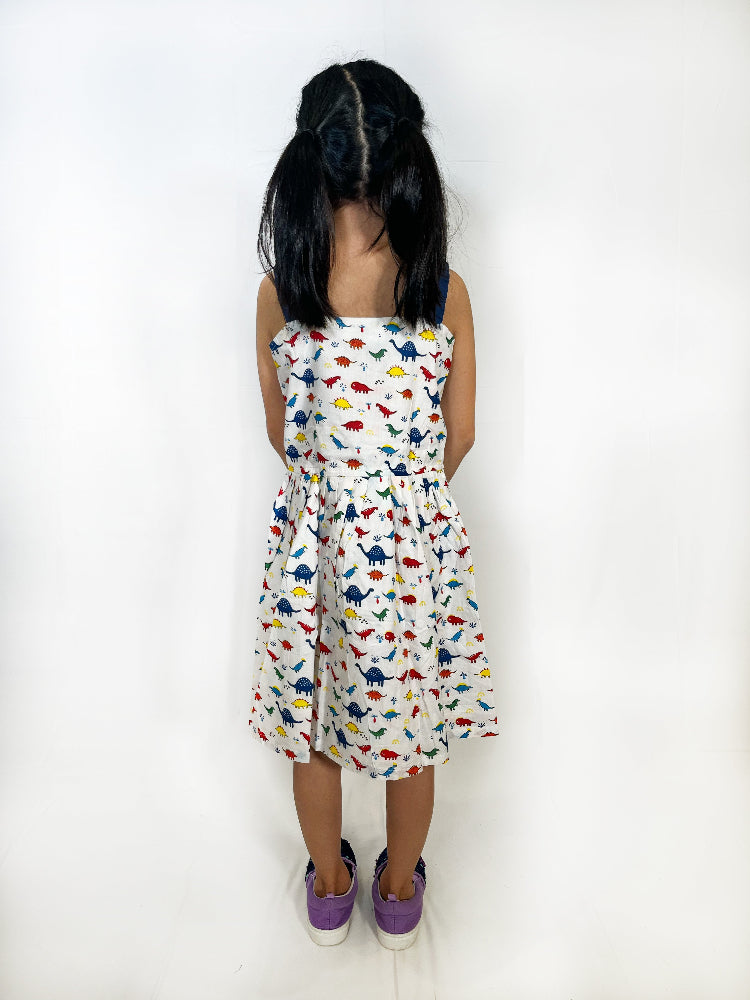Cotton dinosaur print dress for girls