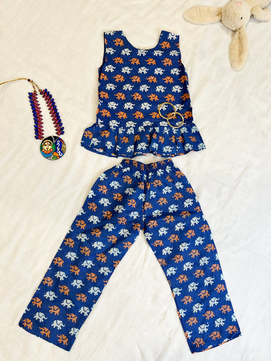cotton animal printed girls co-ords set