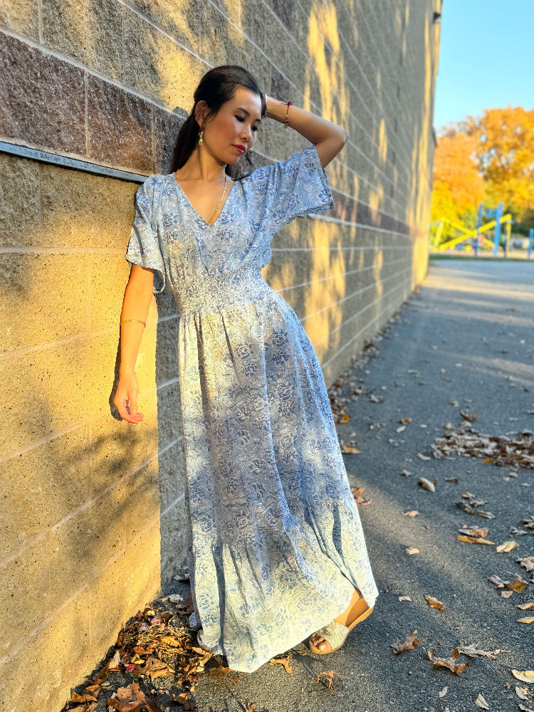 cotton floral maxi dress for women