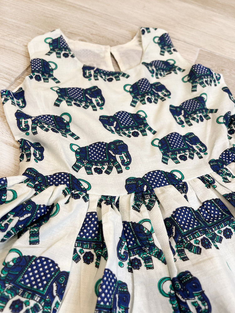 Cotton animal printed empire waist kids dress