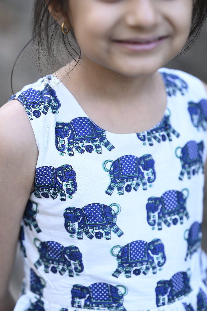 Cotton animal printed empire waist kids dress