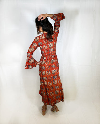 Cotton kalamkari wrap dress for women