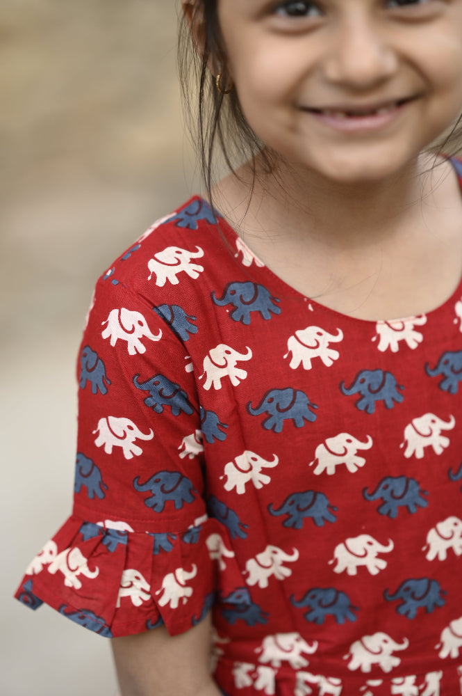 cotton tie back animal print dress for girls