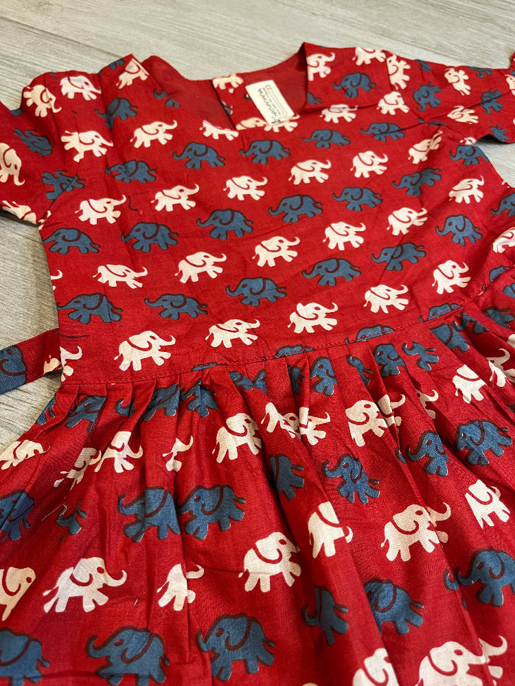 cotton tie back animal print dress for girls