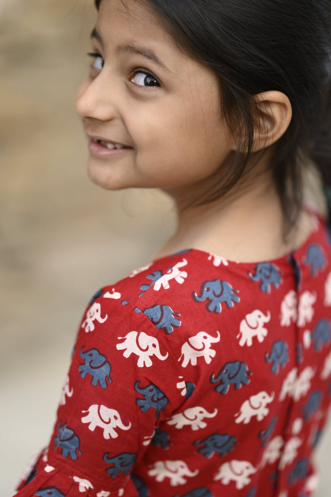 cotton tie back animal print dress for girls