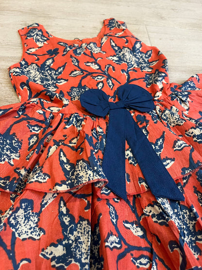 Floral cotton tiered dress for girls