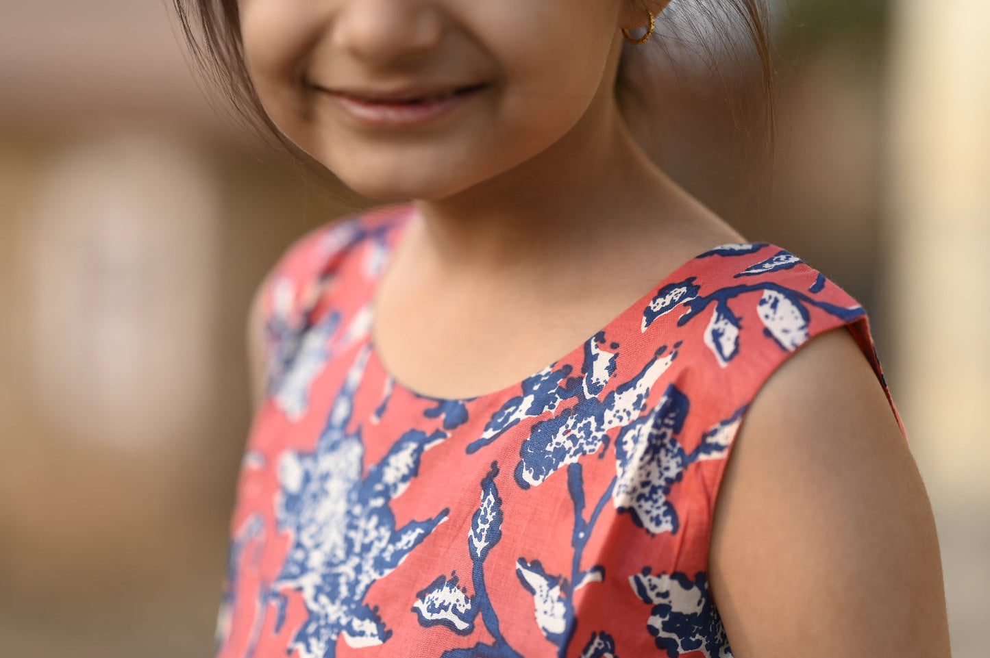 Floral cotton tiered dress for girls