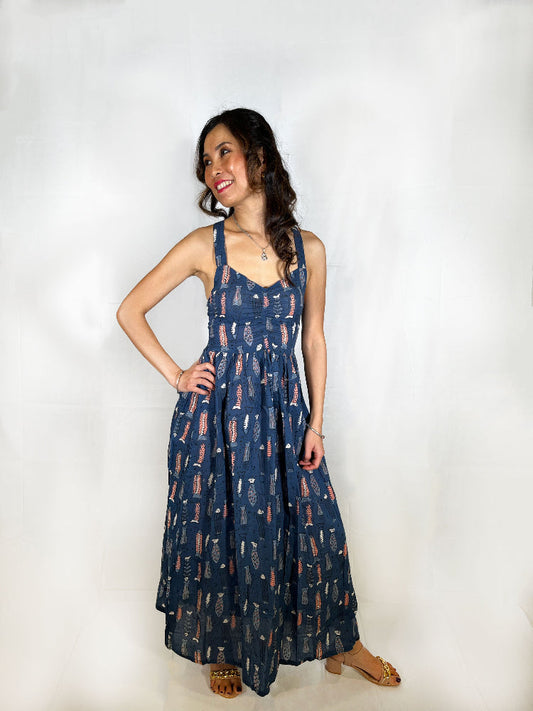 Animal print maxi cotton dress for women