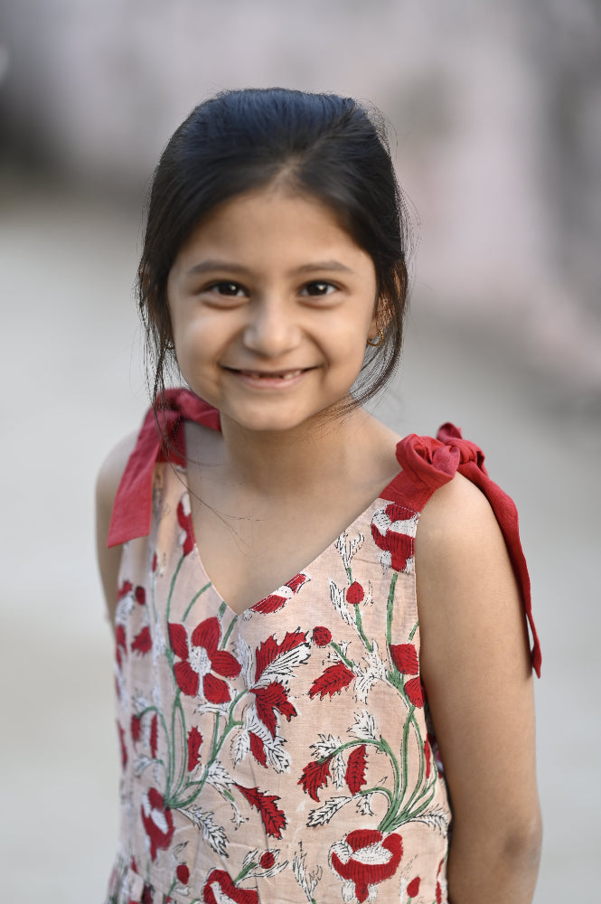 Halter hand block printed floral  kids dress