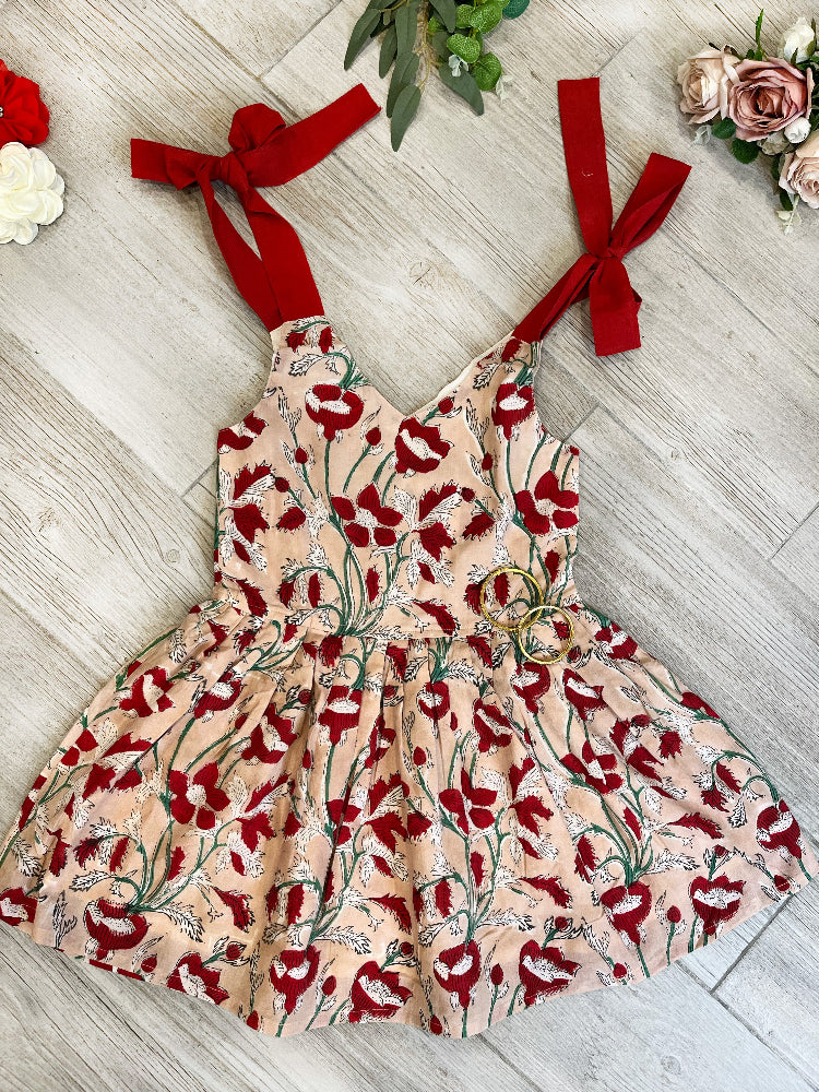 Halter hand block printed floral  kids dress