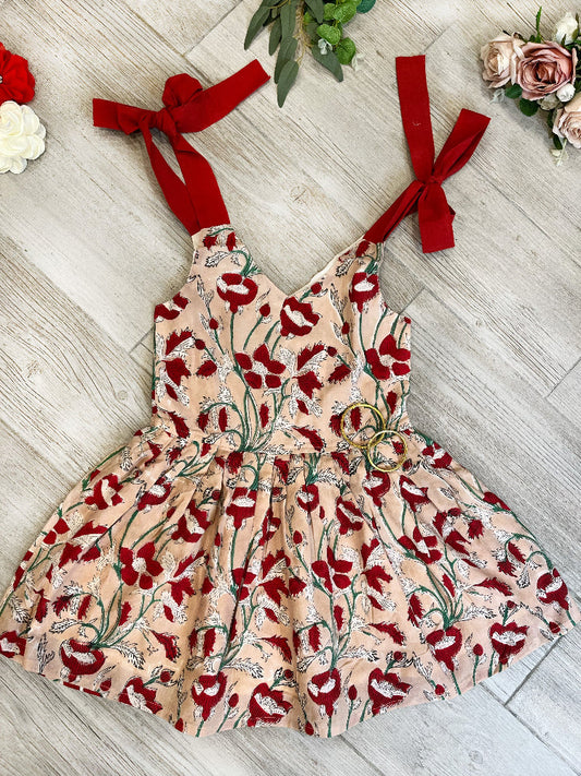 Halter hand block printed floral  kids dress