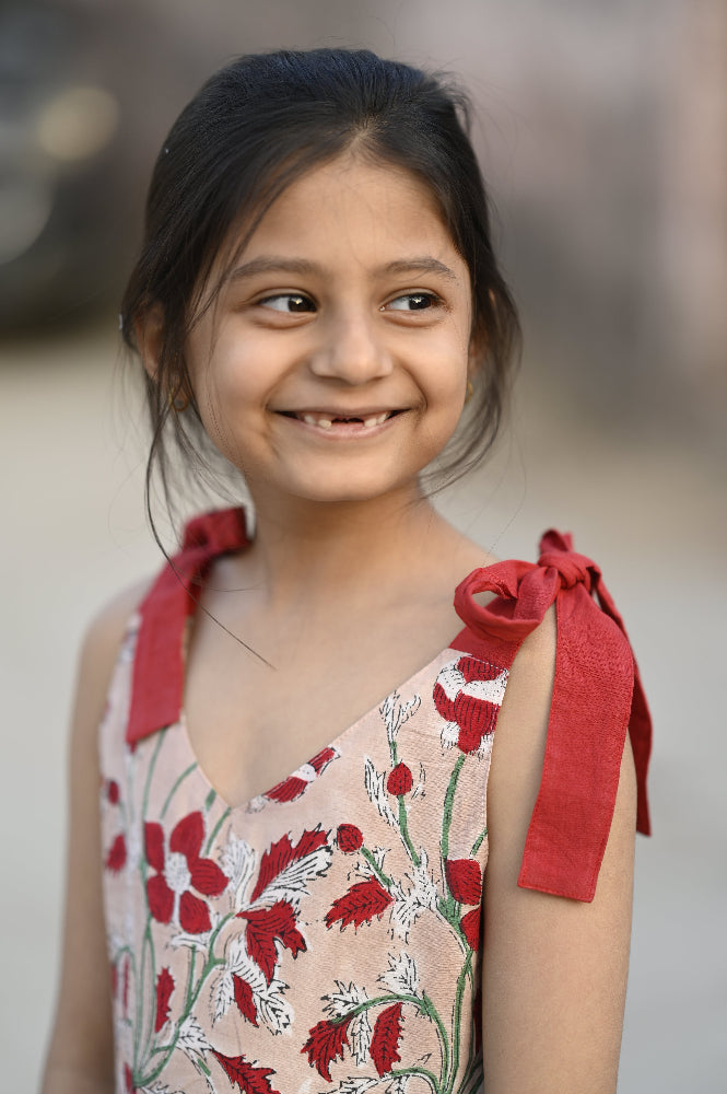 Halter hand block printed floral  kids dress
