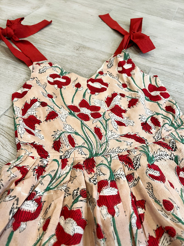 Halter hand block printed floral  kids dress