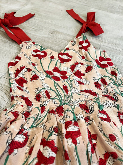 Halter hand block printed floral  kids dress