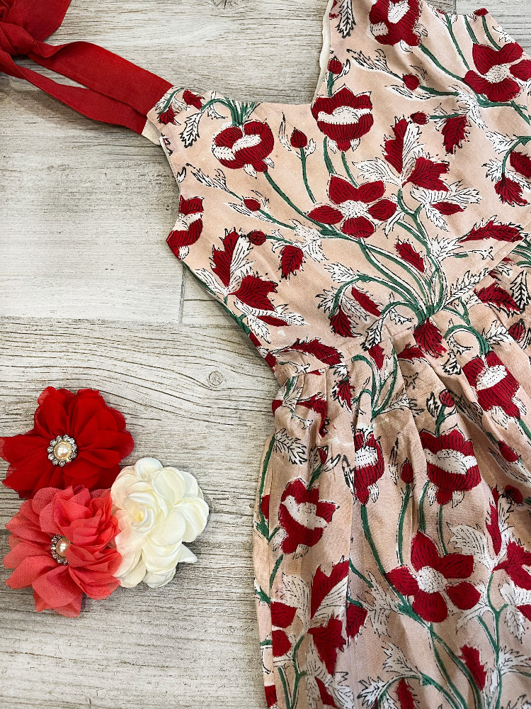 Halter hand block printed floral  kids dress