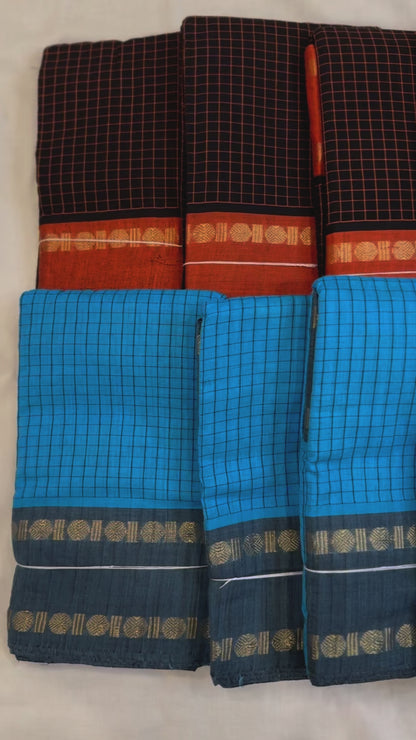 Indian Classical Dance Practice Saree | Soft Checkered Cotton Dance Saree, Bharatanatyam, Kuchipudi & Odissi Saree | Indian Classical Dance Wear (Copy)