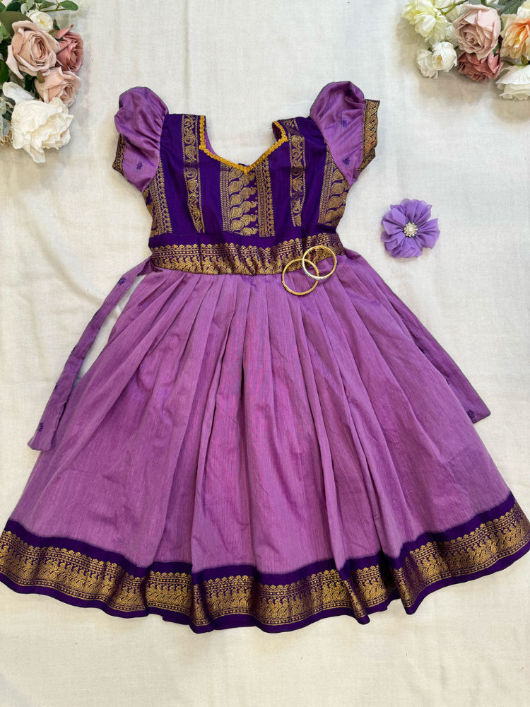 purple kalyani cotton kids dress